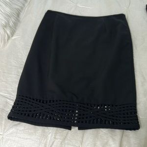 CALVIN KLEIN CAGE HEM BLK SKIRT
